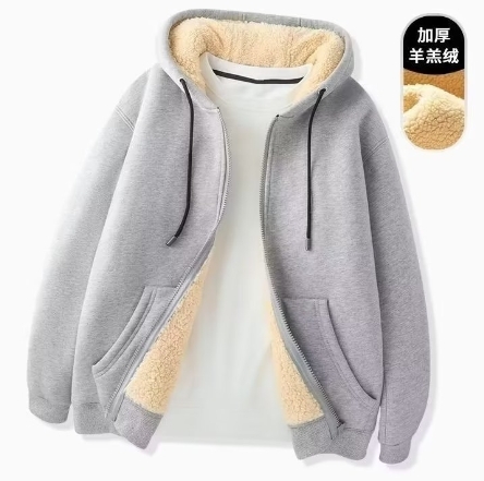 卫衣男士连帽开衫棉衣服外套冬季纯色保暖